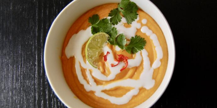 Thai Sweet Potato and Coconut Soup with Red Lentils