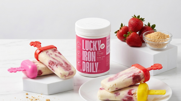 Healthy Iron-Boosted Strawberry Cheesecake Popsicles